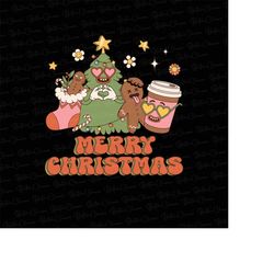 christmas png for sublimation & print, boho merry christmas png, groovy christmas png sublimation, christmas tree png, d