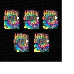 tie dye leopard back to school png, hello 1st 2nd 3rd 4th 5th grade png, back to school png, first day of school png, te