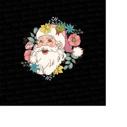 retro christmas png, floral christmas png, daisy christmas png, pink christmas png, love christmas png, santa claus png,