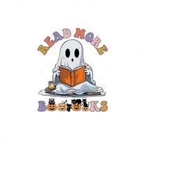 read more books png, ghost reading book png bundle, cat books png, boo reading books png, gift for bookish, book nerd, t