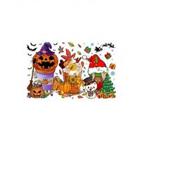 happy hallothanksmas coffee png, coffee clipart, fall png, halloween png, christmas png, instant download, sublimation d