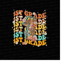 first grade png image, back to school 1st grade design, sublimation designs downloads, png file, teacher, student, girls