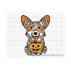 welsh corgi mummy svg, halloween svg, cute corgi svg, funny halloween svg, trick or treat svg, halloween shirt, spooky s