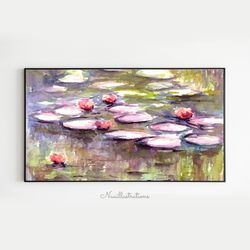 samsung frame tv art waterlily garden landscape watercolor,  impressionist downloadable, digital download art