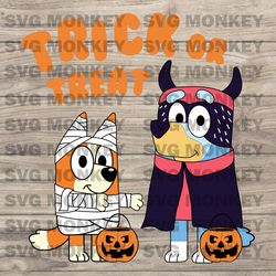 Bluey Halloween Trick Or Treat SVG , Bluey & Co Halloween SVG, Bluey Halloween Costume, Vampire, SVG EPS DXF PNG