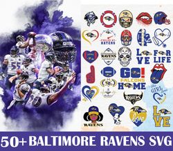 50 baltimore ravens svg bundle, n f l teams svg, n f l svg, football svg, sport bundle, png, jpg, dxf