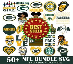 50 green bay packers svg bundle, n f l teams svg, n f l svg, football svg, sport bundle, png, jpg, dxf