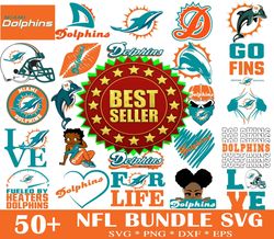 50 miami dolphins svg bundle, n f l teams svg, n f l svg, football svg, sport bundle, png, jpg, dxf