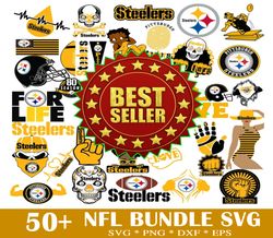 50 pittsburgh steelers svg bundle, n f l teams svg, nfl svg, football svg, sport bundle, png, jpg, dxf