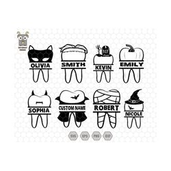 personalized teeth svg bundle, trick or teeth svg, halloween dentist, witch teeth, spooky dental assistance, dental hygi