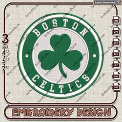 nba boston celtics logo embroidery design, nba embroidery files, nba boston celtics embroidery, machine embroidery