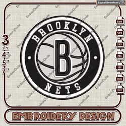 nba brooklyn nets logo embroidery design, nba embroidery files, nba brooklyn nets embroidery, machine embroidery