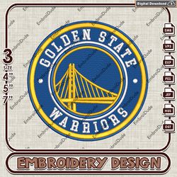 nba golden state warriors logo embroidery design, nba embroidery files, nba warriors embroidery, machine embroidery