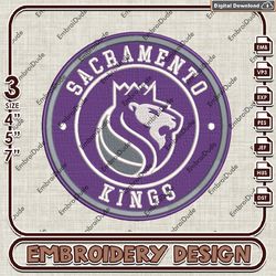 nba sacramento kings logo embroidery design, nba embroidery files, nba sacramento kings embroidery, machine embroidery