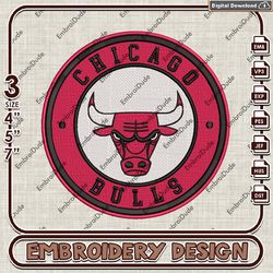 nba chicago bulls logo embroidery design, nba embroidery files, nba chicago bulls embroidery, machine embroidery