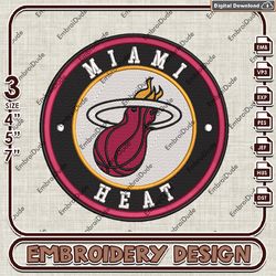 nba miami heat logo embroidery design, nba embroidery files, nba miami heat embroidery, machine embroidery