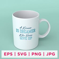a winner is dreamer who never give up winter sticker design