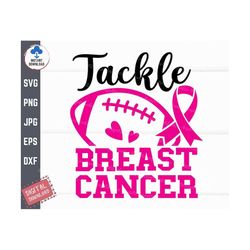 tackle breast cancer svg, breast cancer awareness football svg, football breast cancer svg, tackle breast cancer footbal