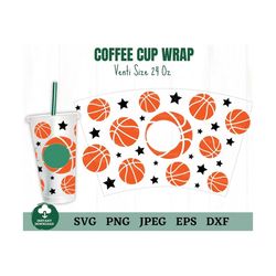 basketball coffee cup wrap svg, sport coffee cold cup svg, basketball wrap svg, basketball coffee cup wrap decal svg 24o