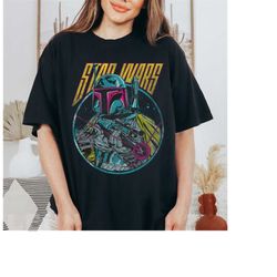 Star Wars Boba Fett Neon Blaster Vintage Graphic T-Shirt, Disney Star Wars Shirt, WDW Matching Family Shirt, Magic Kingd