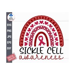 sickle cell awareness rainbow svg, sickle cell fighter support svg, sickle cell awareness svg, sickle cell survivor svg
