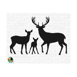 deer family svg, buck svg, deer svg, wilderness svg, buck and doe svg, baby deer svg, cut files, cricut, silhouette, png