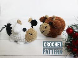 crochet pattern cow toy bull toy keychain - amigurumi tutorial pdf file