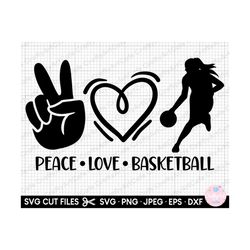basketball girl svg png peace love basketball