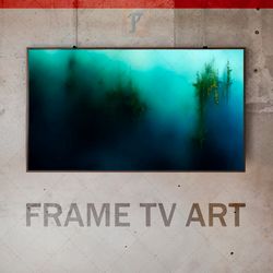 samsung frame tv art digital download, frame tv art  foggy woods, frame tv mystical landscape, coniferous trees, green