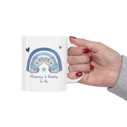 mummy & daddy to be twin boys elephants mug, boys mummy and daddy mug, expectant parents gift mug, baby shower mug, preg