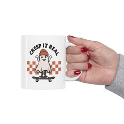 creep it real mug, halloween ghost mug, funny halloween gift mug, halloween coffee mug, cute ghost mug, halloween cerami