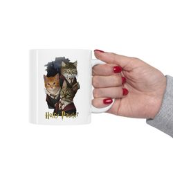 hairy pawter mug, cat potter coffee mug, potterhead mug, magic wizard cat mug, harry potter fan gift mug, hairy potter c