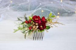 christmas wedding head combs winter hair accessories mini flower hair clips woodland hair comb