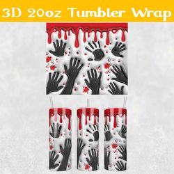 3d inflated horror bloody hands tumbler wrap png, halloween 3d tumbler wrap, bloody hands tumbler png