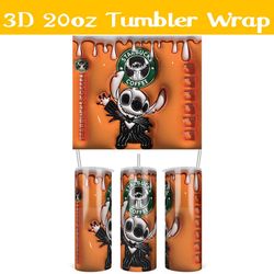 3d inflated starbucks coffee stitch jack skellington tumbler wrap png,halloween 3d tumbler wrap,starbucks stitch tumbler