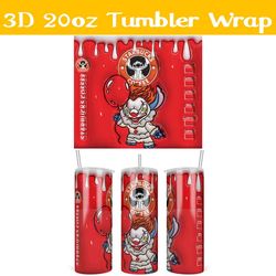 3d inflated starbucks coffee stitch pennywise tumbler wrap png, halloween 3d tumbler wrap, starbucks stitch tumbler png