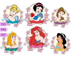 Disney Princess Svg, Moana Svg, Merida Svg, Aurora Svg,  Cinderella Svg, Belle Jasmine