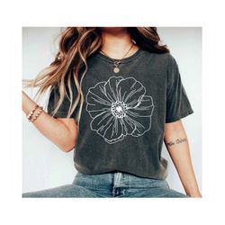 poppy shirt, california poppy shirt, flower shirt, botanical shirt, flower child shirt, flowers tee for women, flower gi