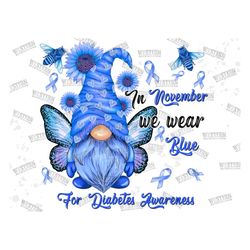 In November We Wear Blue Gnome Png,Wear Blue Png,Breast Cancer PNG, Breast Cancer Png Files,Breast Cancer Awareness Mont