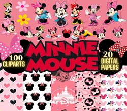 20 digital paper minnie mouse, 100 png clipart minnie, red minnie layered svg, minnie mouse svg, digital download
