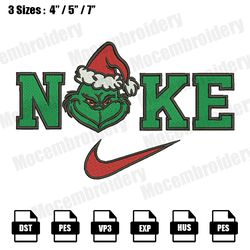 christmas nike grinch face embroidery file, christmas embroidery designs, machine embroidery design filels