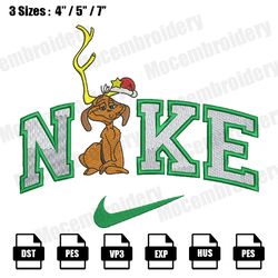 nike dog xmas christmas embroidery file, christmas embroidery designs, machine embroidery design file