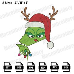 grinch christmas embroidery file, christmas embroidery designs, machine embroidery design file