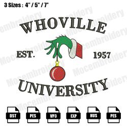 whoville university christmas embroidery file, christmas embroidery designs, machine embroidery design file