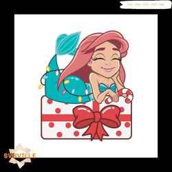 baby mermaid ariel christmas gift svg, christmas svg, mermaid svg, ariel christmas svg, christmas light svg, christmas d