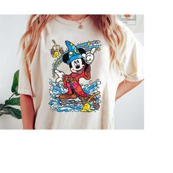 Disney Fantasia Sorcerer Mickey Mouse Magic Wizard Retro Shirt, Magic Kingdom Unisex T-shirt Family Birthday Gift Adult