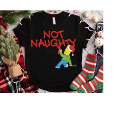 the simpsons christmas bart graffiti not naughty v2 t-shirt, homer marge lisa maggie simpson xmas tee, disneyland vacati