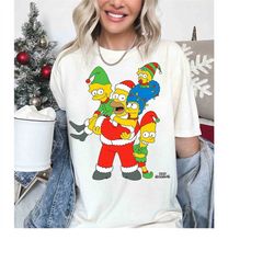 santa the simpsons family costume chirstmas t-shirt, homer marge bart lisa maggie simpson xmas tee, disneyland vacation