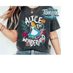 disney alice in wonderland ferns flowers & tea shirt, magic kingdom holiday trip unisex t-shirt family birthday gift adu