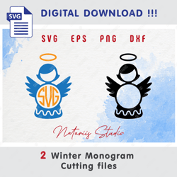 2 funny holiday monograms - christmas winter style - monogram svg cutting files - svg cut files - monogram free font